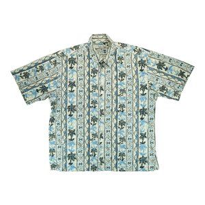 HOLLIS RIVER Men's Short Sleeve Button Front Hawaiian Shirt Size XXL Palms Print
